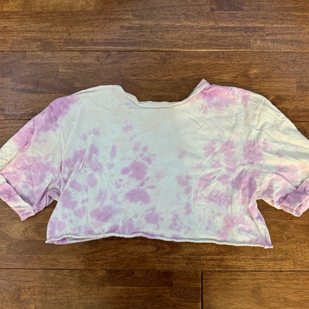 Pink and White Tie-Dye Women's Top